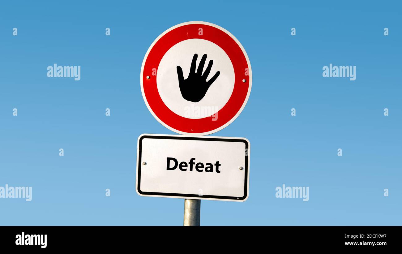 Street Sign the Direction Way to Victory versus Defeat Stock Photo Alamy