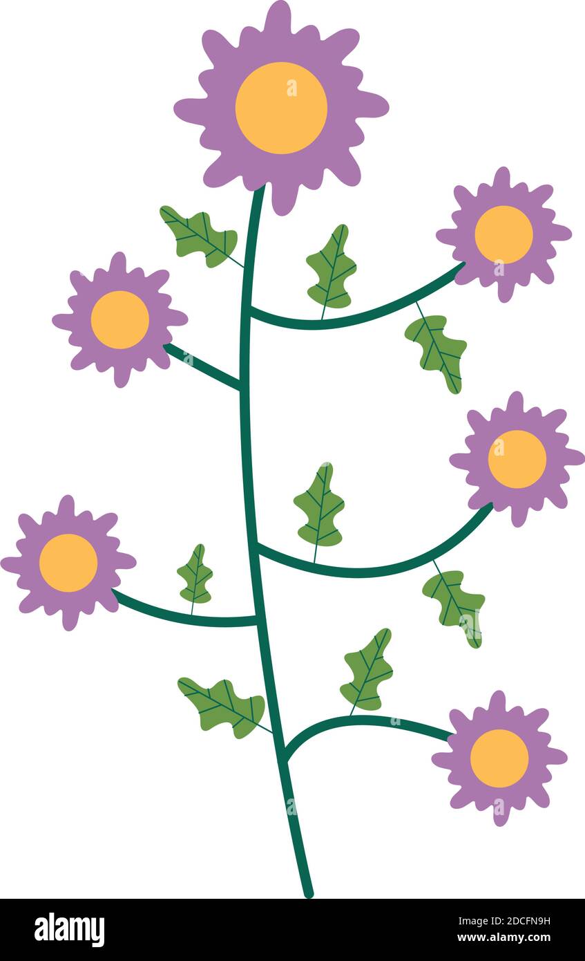 purple flowers garden flat element vector illustration design Stock ...