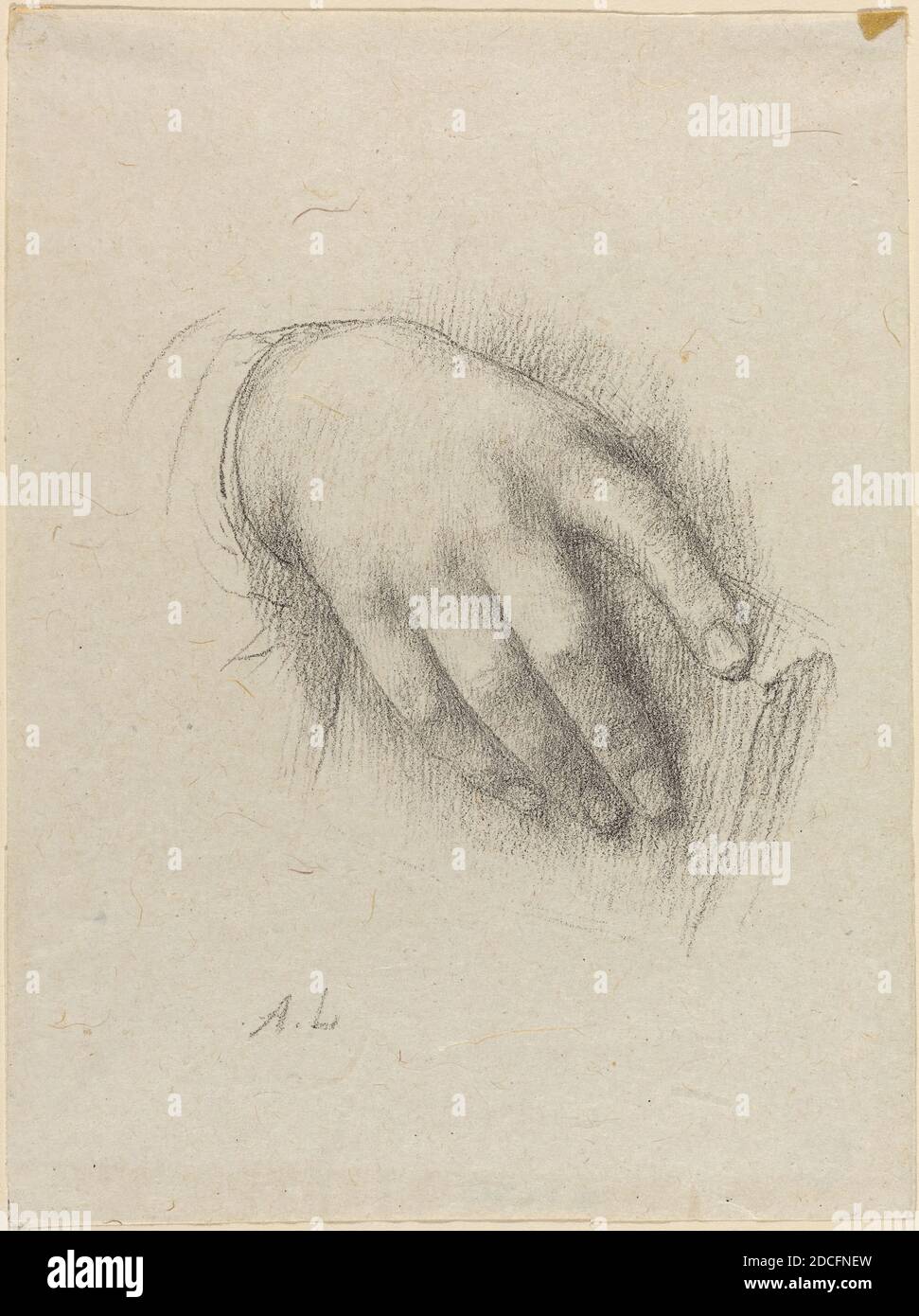 Alphonse Legros, (artist), French, 1837 - 1911, The Hand of the Artist's Daughter, black crayon, overall (approximate): 18.2 x 13.6 cm (7 3/16 x 5 3/8 in Stock Photo