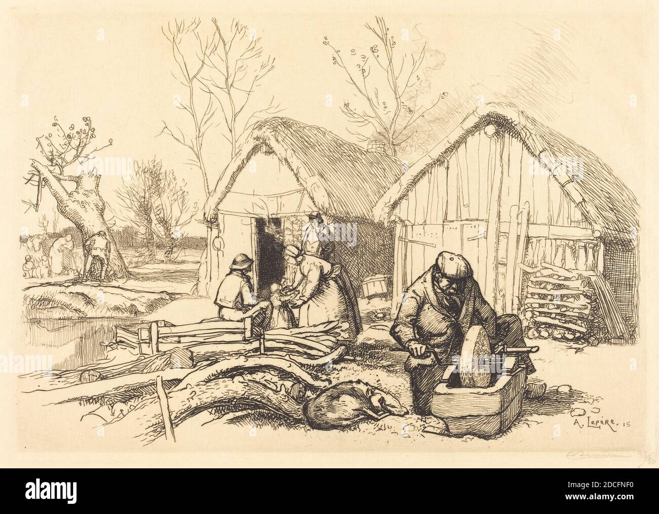 Auguste Lepère, (artist), French, 1849 - 1918, The House of the Woodcutter, Vendee (La maison du bucheron, Vendee), 1915, etching Stock Photo