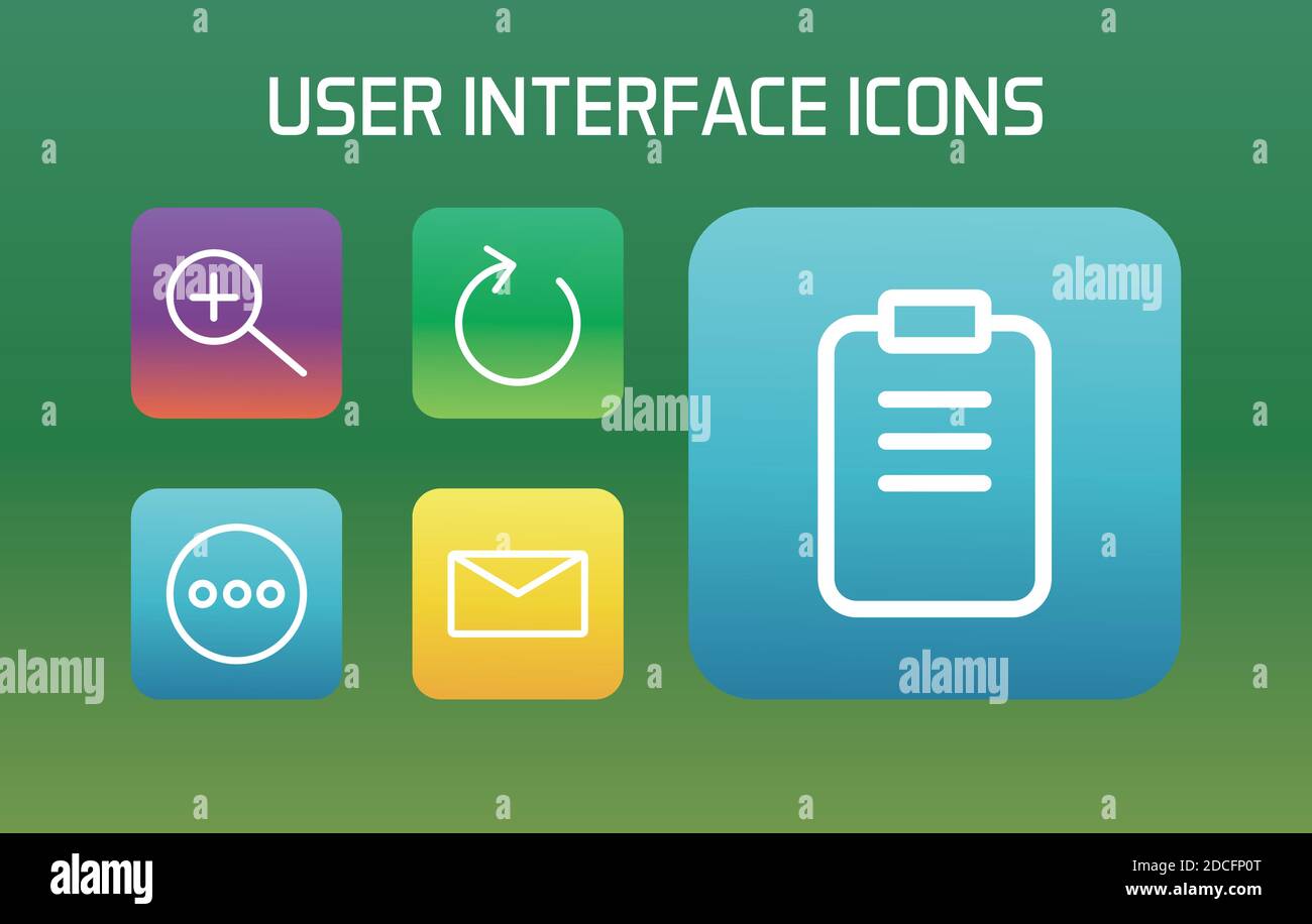 interface user set block gradient style icons vector illustration design Stock Vector
