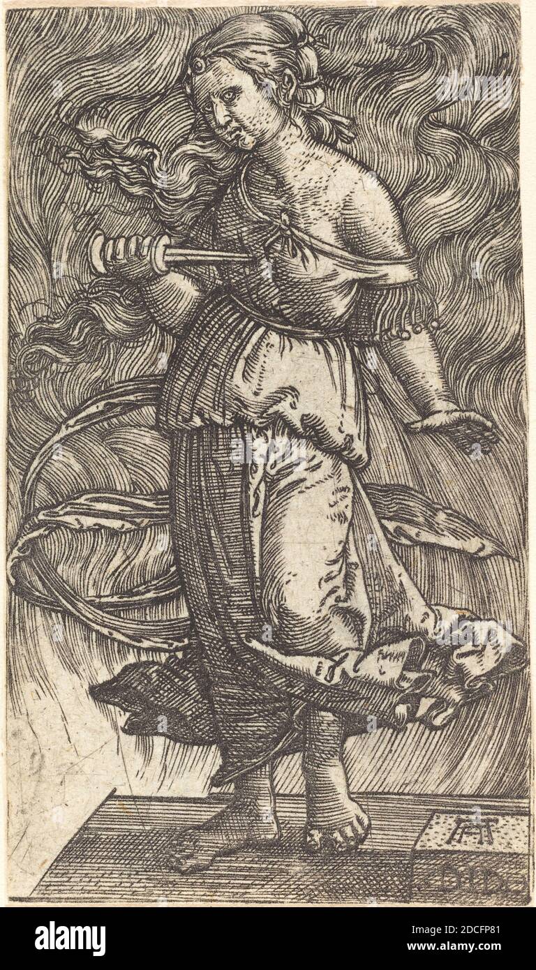 Albrecht Altdorfer, (artist), German, 1480 or before - 1538, The Suicide of Dido, c. 1520/1530, engraving Stock Photo