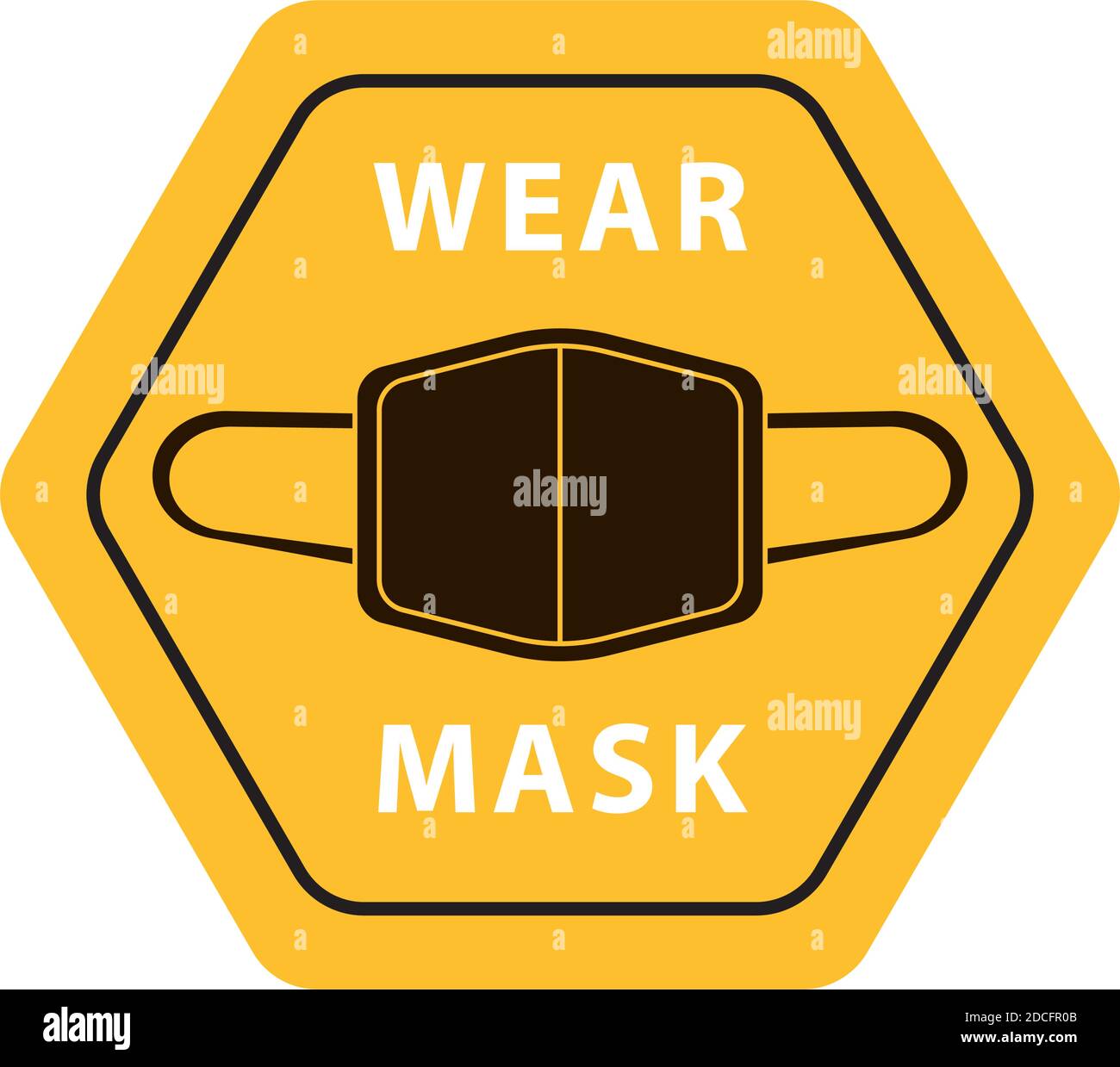 wear mask advertise label yellow isolated icon vector illustration ...