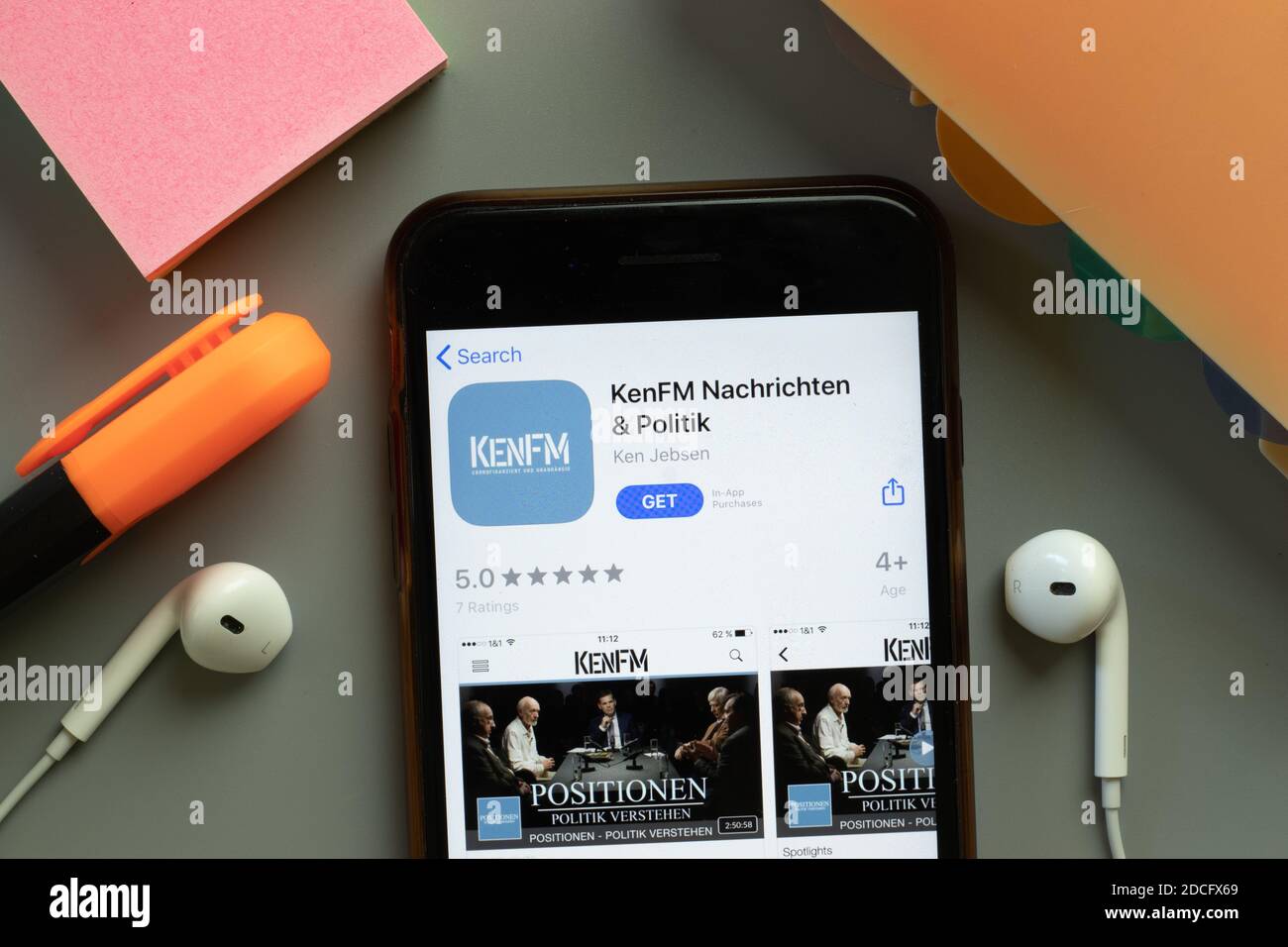 New York, United States - 7 November 2020: KenFM Nachrichten app store logo on phone screen, Illustrative Editorial. Stock Photo