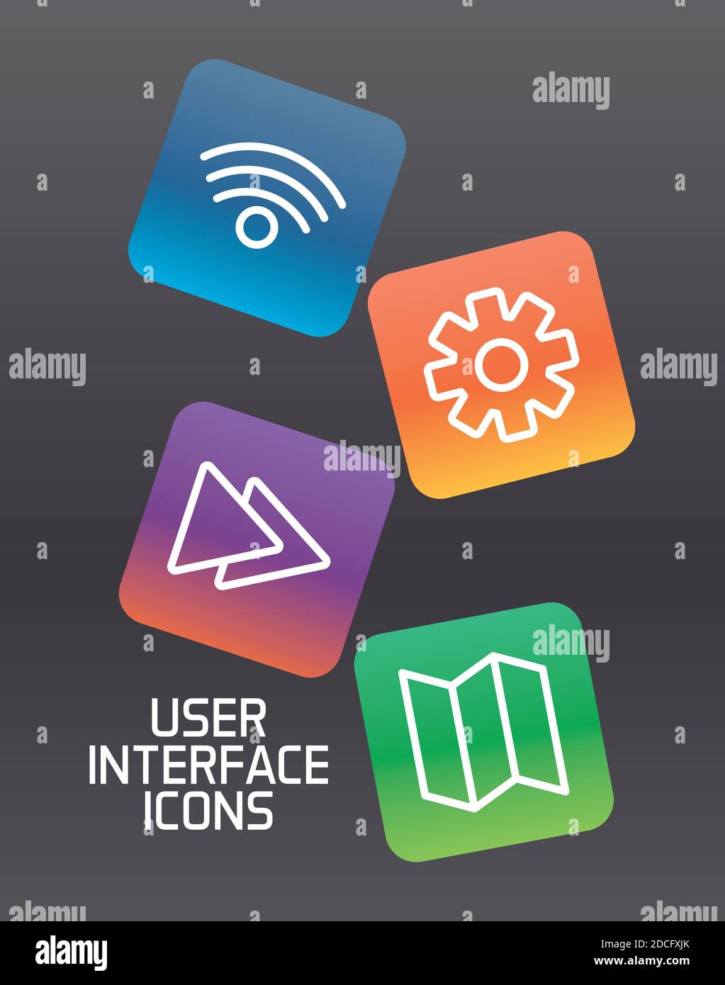 button with interface set block gradient style icons vector illustration design Stock Vector
