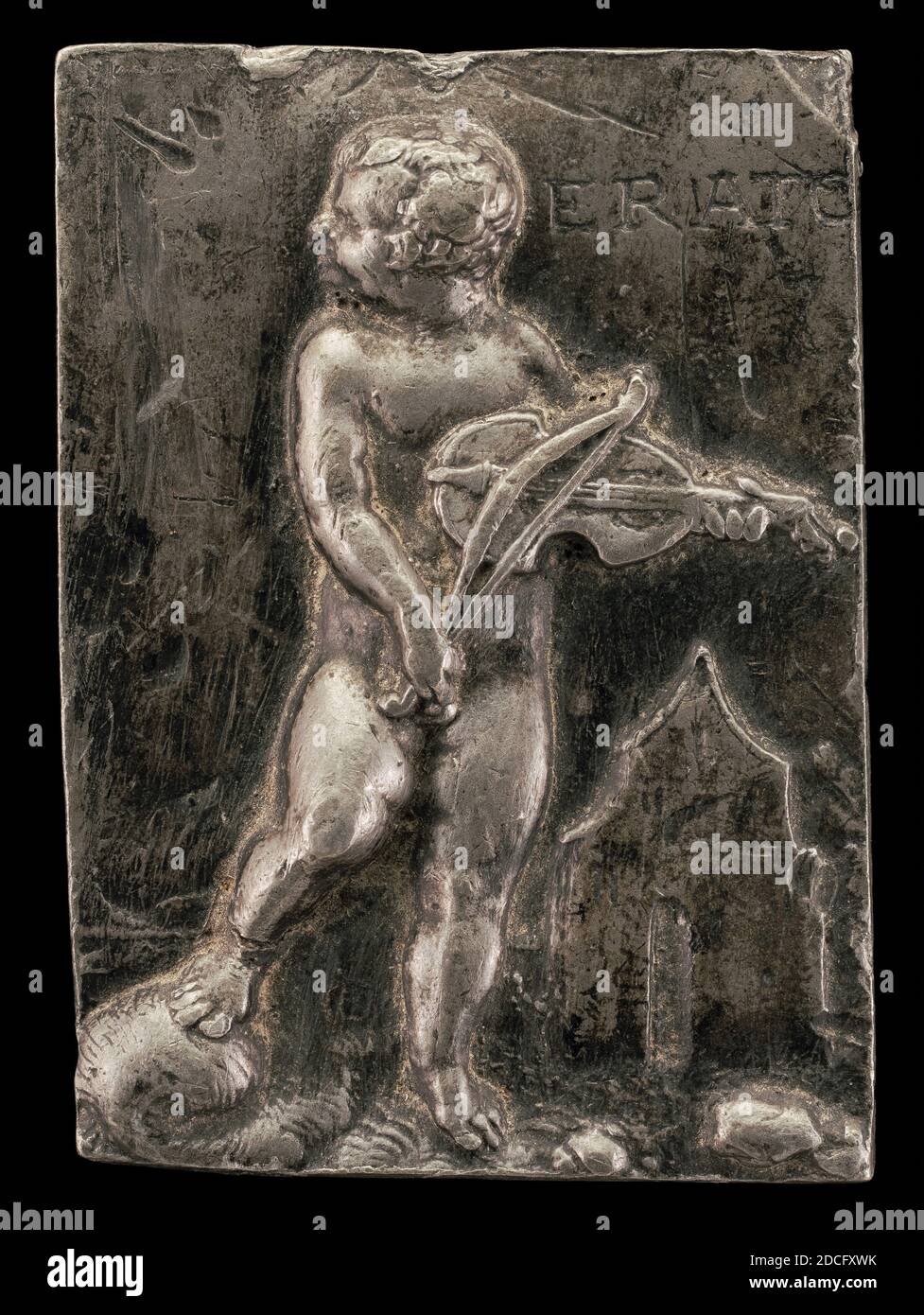 Peter Flötner, (sculptor), German, c. 1485 - 1546, A Putto Symbolizing the Muse Erato, c. 1540, lead, overall: 5.3 x 3.8 cm (2 1/16 x 1 1/2 in Stock Photo