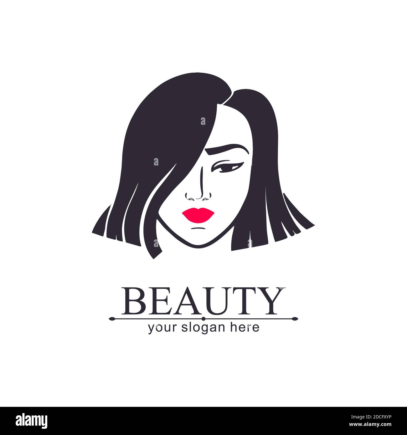 Woman face logo. Asian girl. Emblem for a beauty or yoga salon. Style of harmony and beauty. Vector illustration Stock Vector