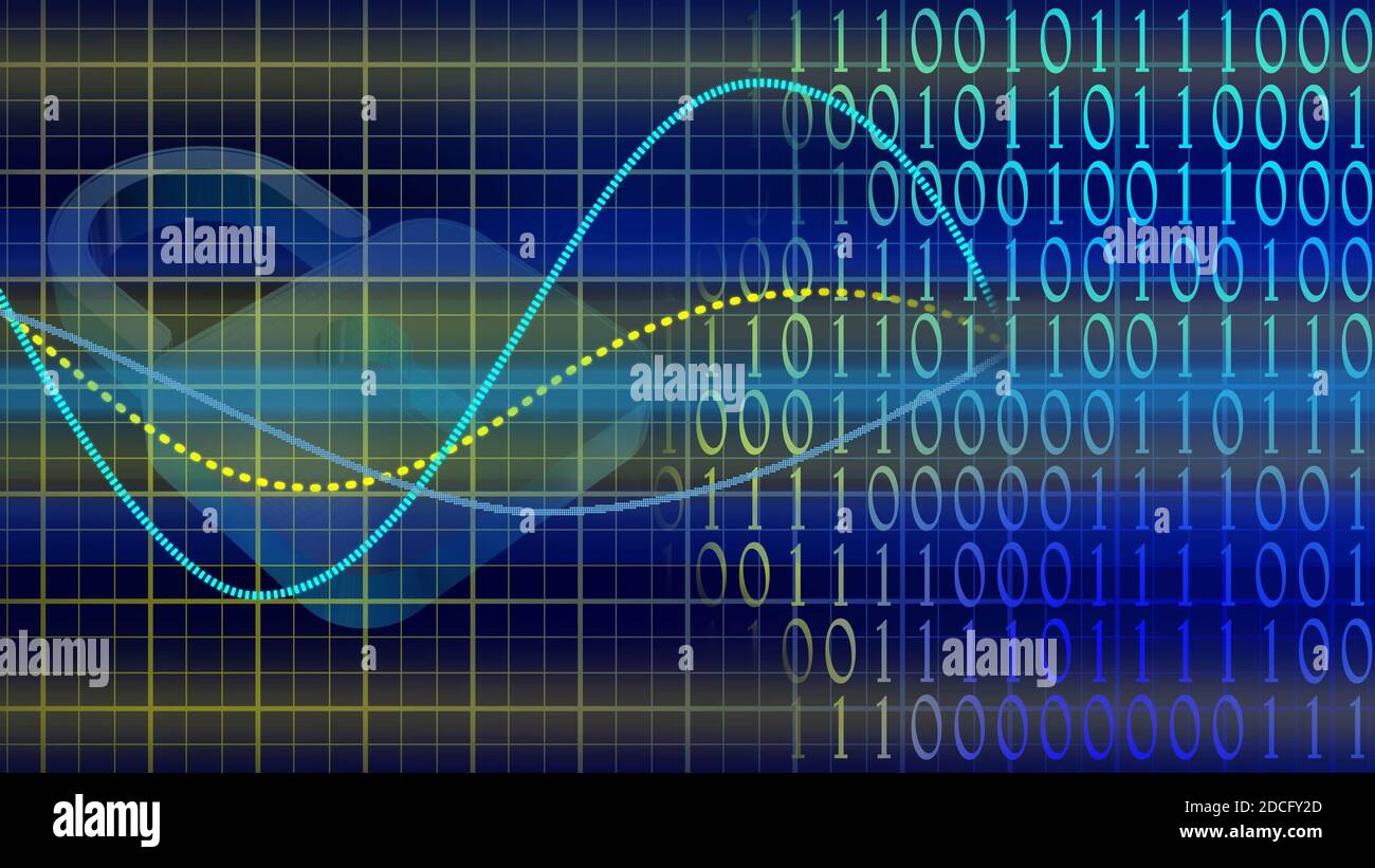 Abstract cyber security concept - graphic elements combined with binary code - blurred closed padlock symbolic for secure on dark background Stock Photo