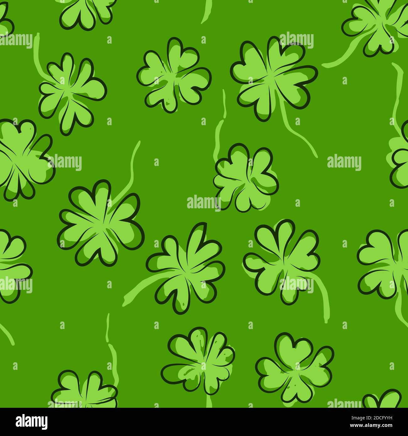 Clover seamless pattern. Grunge vector dry brush illustration. Stock Vector