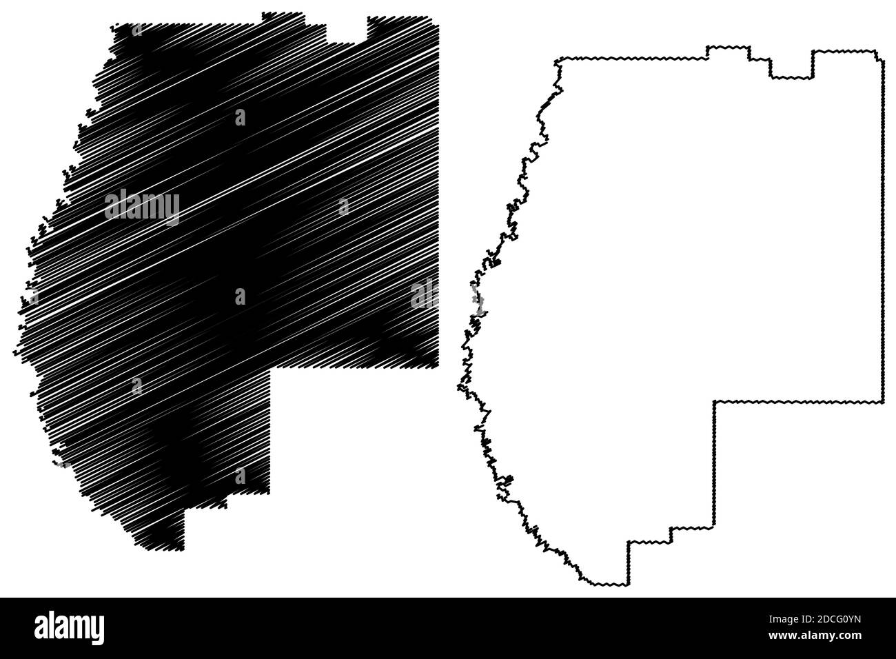 Pearl River County, Mississippi (U.S. county, United States of America, USA, U.S., US) map vector illustration, scribble sketch Pearl River map Stock Vector