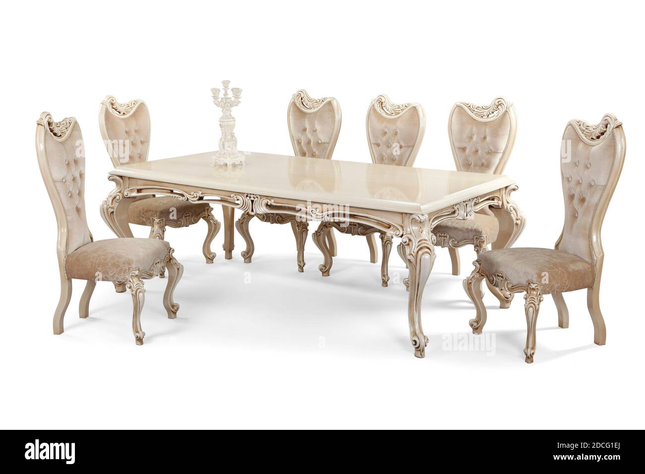 Classic dining table isolated on white background Stock Photo - Alamy