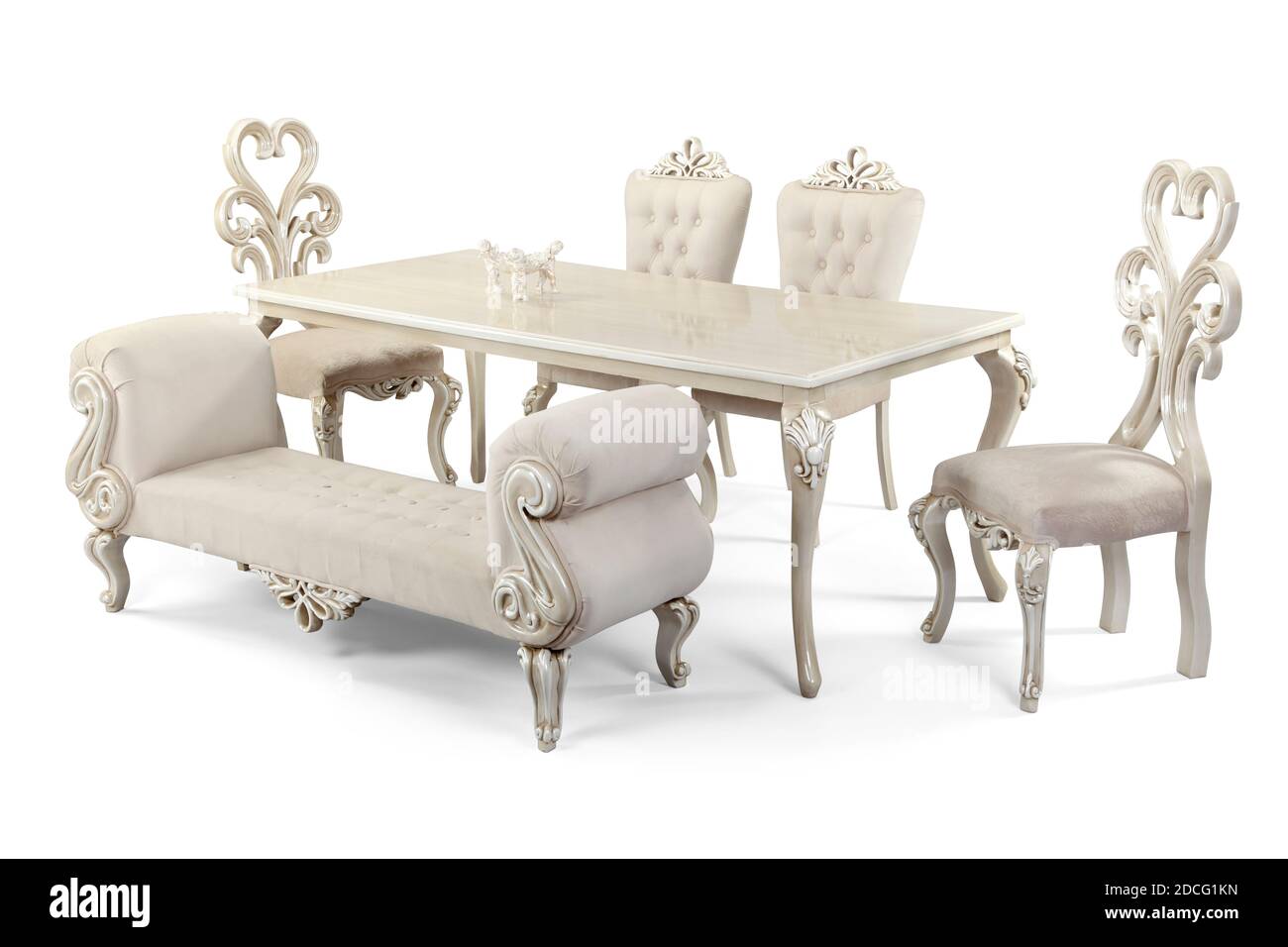 Classic dining table isolated on white background Stock Photo - Alamy