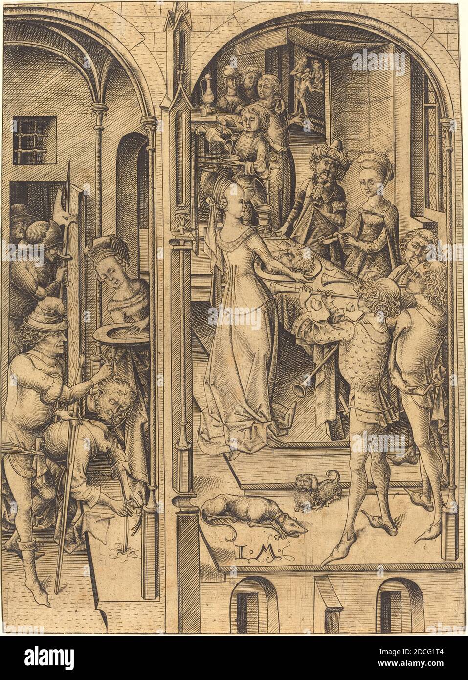 Israhel van Meckenem, (artist), German, c. 1445 - 1503, Beheading of Saint John the Baptist, c. 1480, engraving Stock Photo
