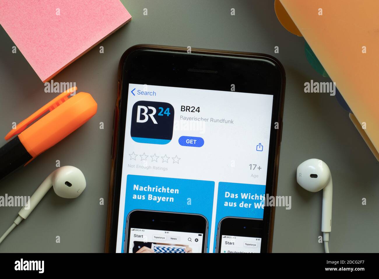 New York, United States - 7 November 2020: BR24 app store logo on phone ...