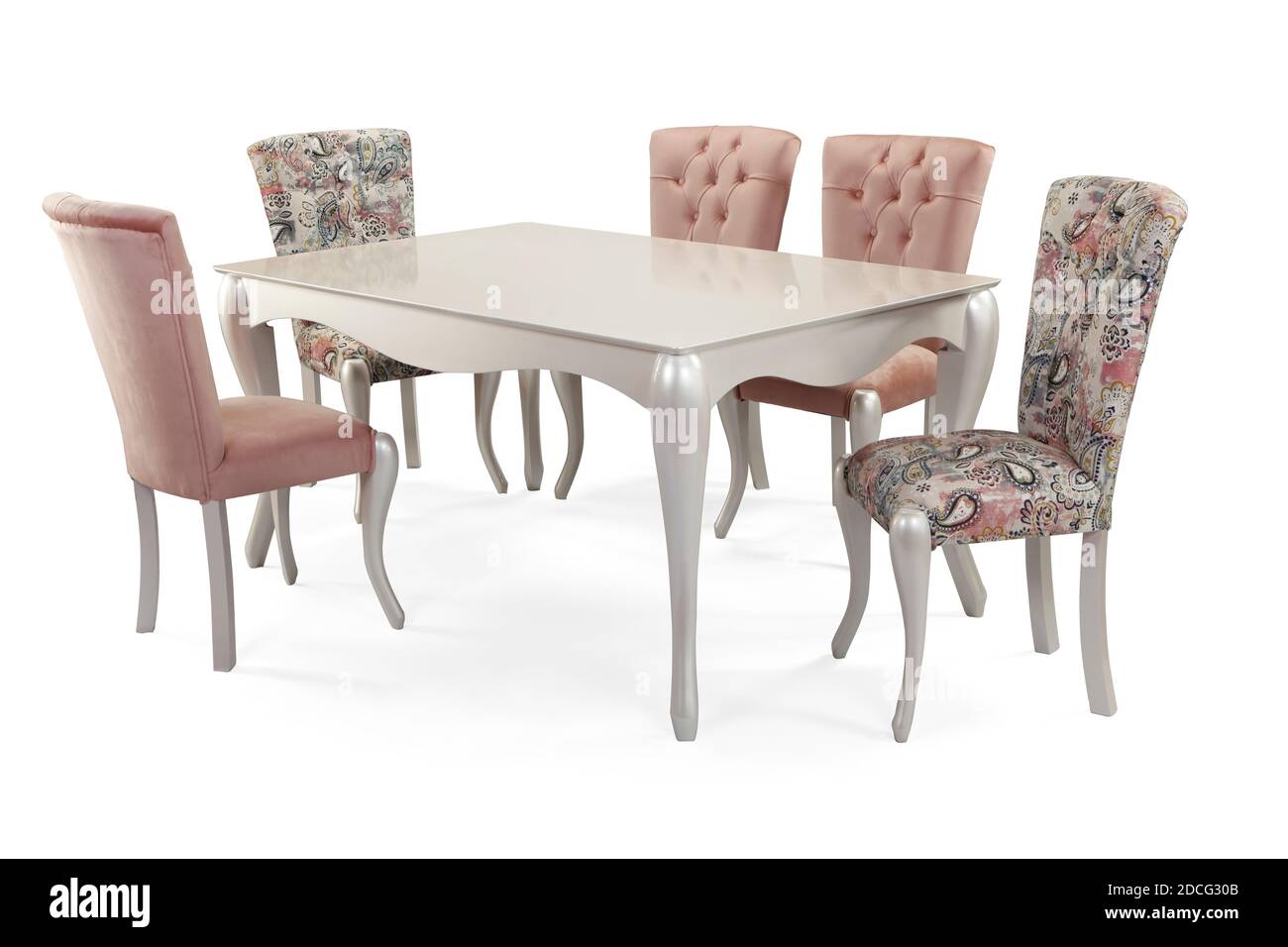 Classic dining table isolated on white background Stock Photo Alamy