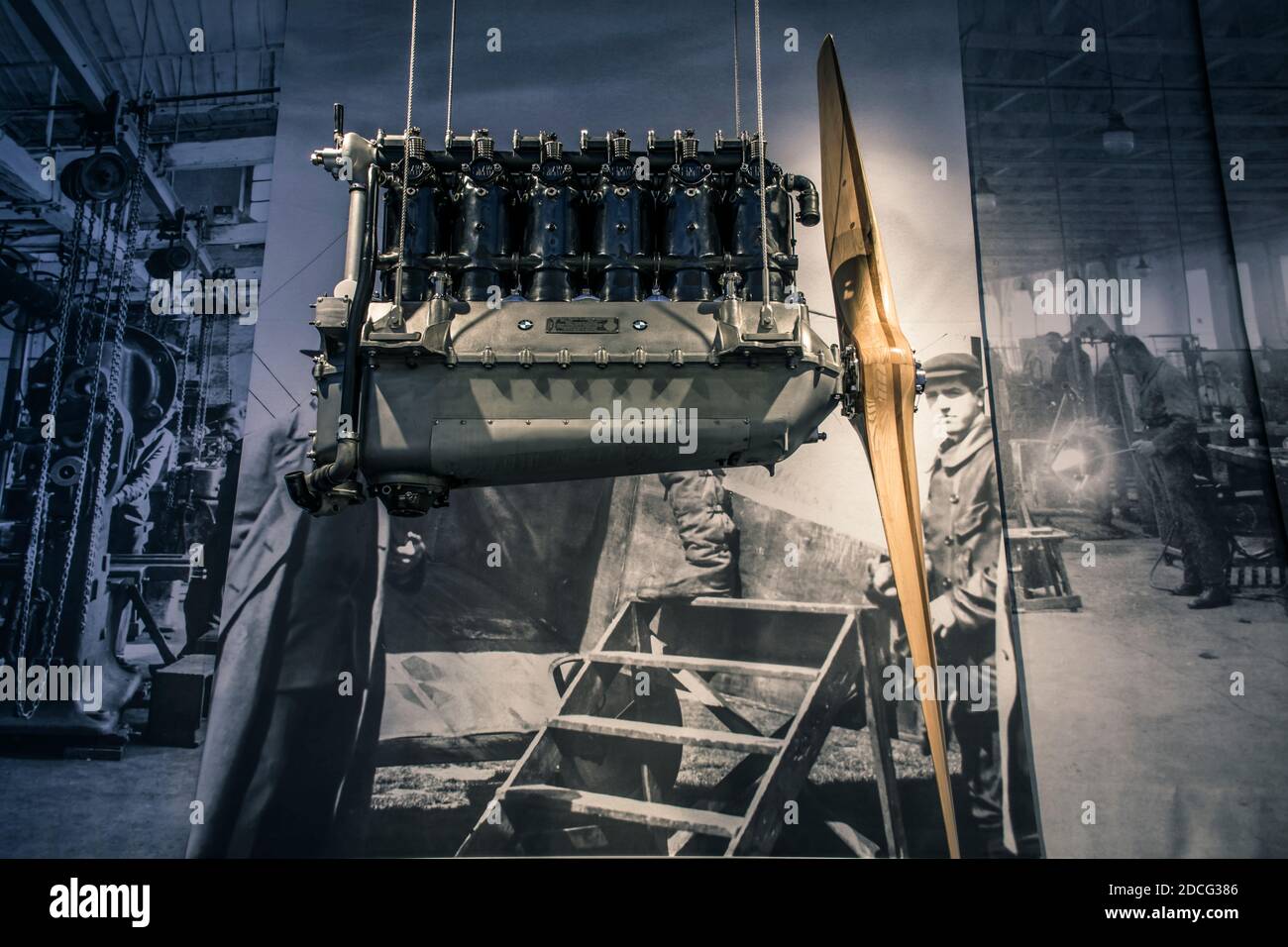 Munich/ Germany - May, 24 2019: 1930 aviation engine in BMW Museum/ BMW Welt Stock Photo