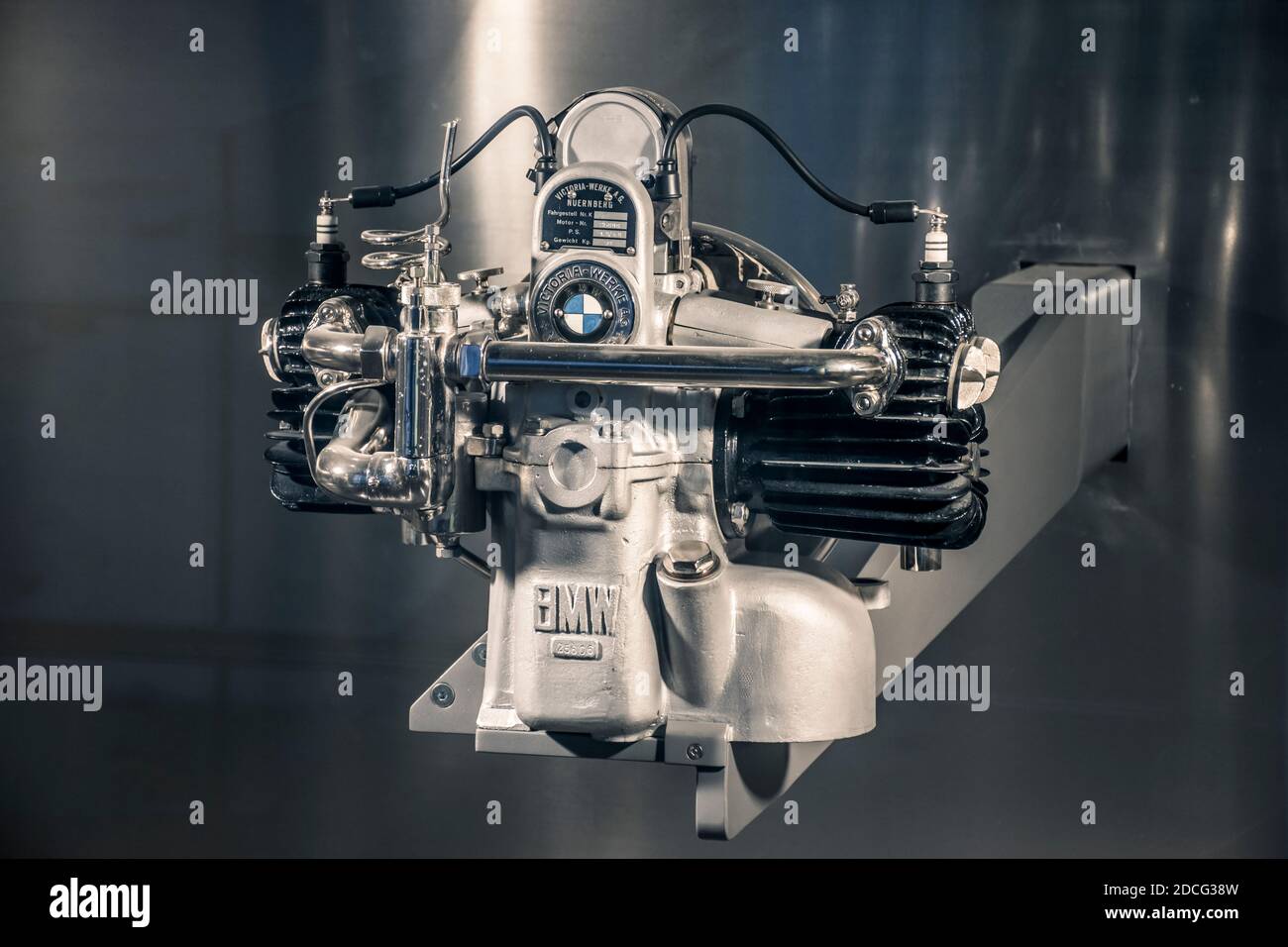 Munich/ Germany - May, 24 2019: BMW M 2 B 15 classic engine Victoria Werke Nuernberg in BMW Museum/ BMW Welt Stock Photo