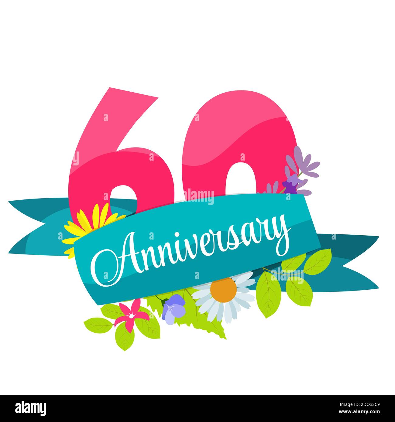 Cute Template 60 Years Anniversary Sign Illustration Stock Photo - Alamy