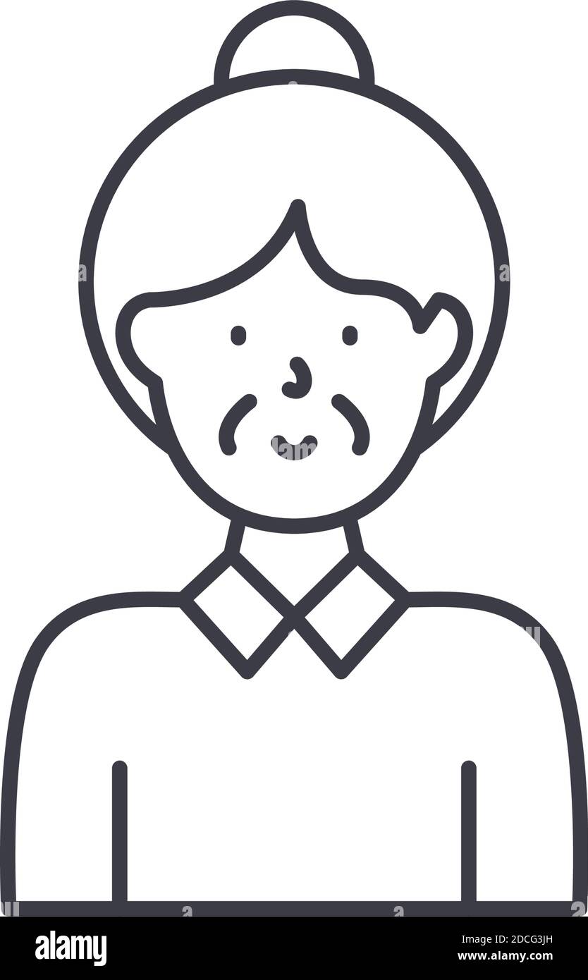 Don1t contact elderly icon, linear isolated illustration, thin line vector, web design sign, outline concept symbol with editable stroke on white Stock Vector
