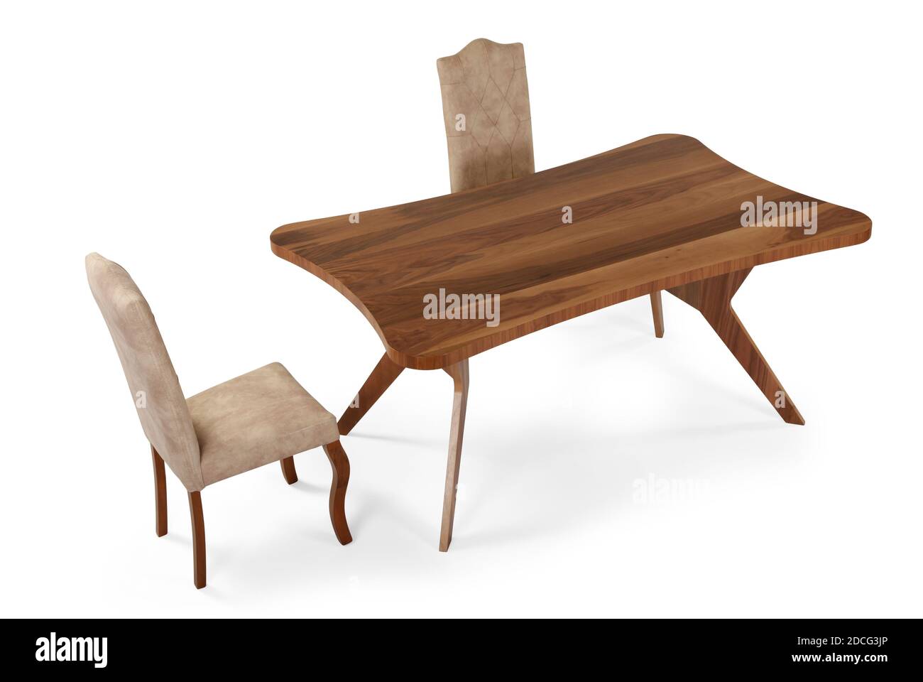 modern dining table on white background Stock Photo - Alamy
