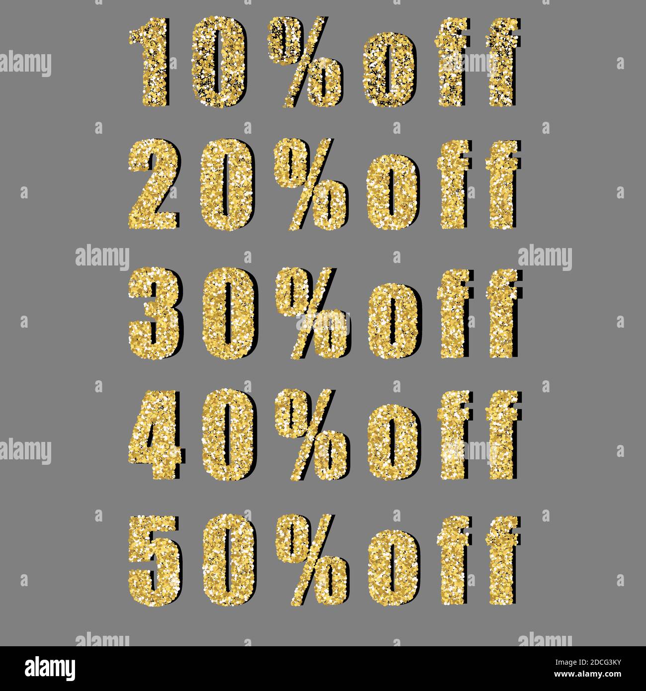 A set of discounts in brilliant gold color. Stock Photo