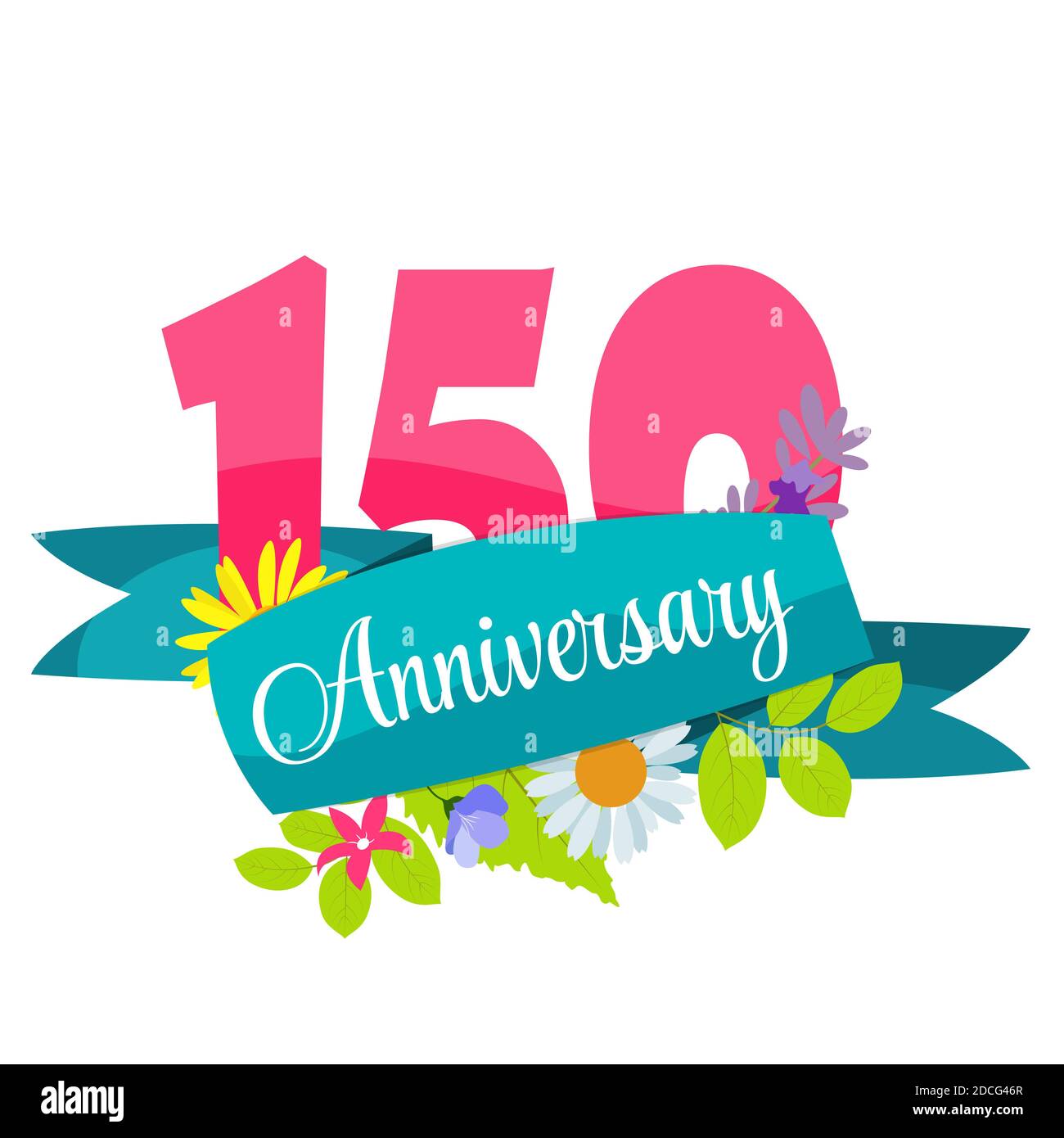 Cute Template 150 Years Anniversary Sign Illustration Stock Photo