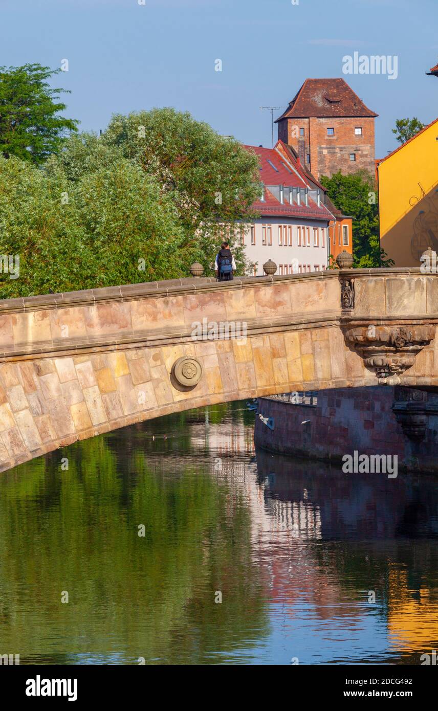 Fleisch Bridge, Nuremberg, Bavaria, Germany, Europe Stock Photo