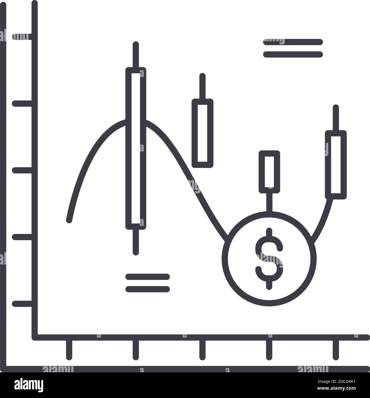 Dollar trading icon, linear isolated illustration, thin line vector ...