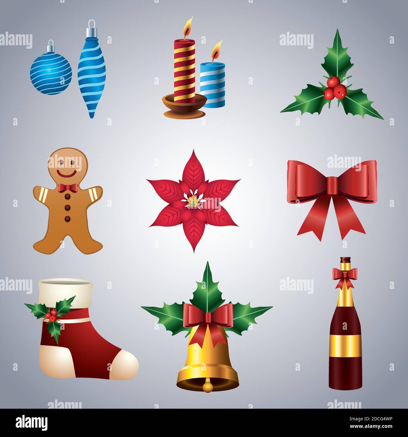 Download bundle of nine happy merry christmas icons vector ...