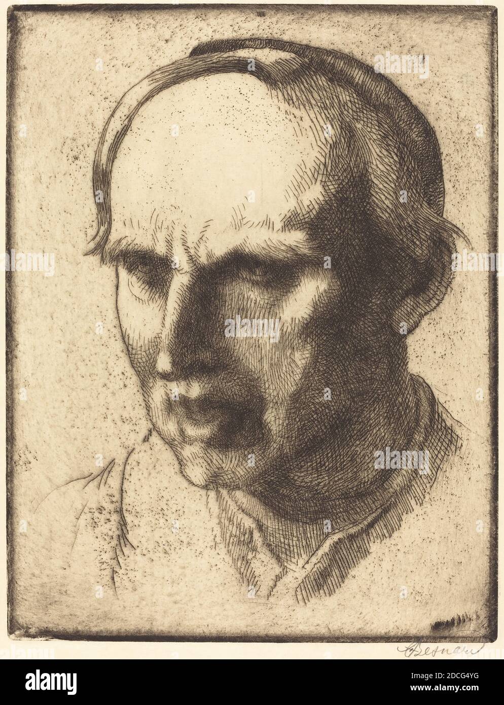Albert Besnard, (artist), French, 1849 - 1934, Cardinal Mercier, 1916, etching Stock Photo