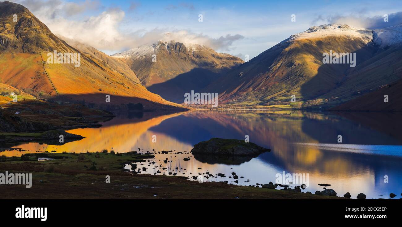 Yewbarrow, Great Gable & Lingmell from Wastwater (Wast Water), Lake District, UK Stock Photo