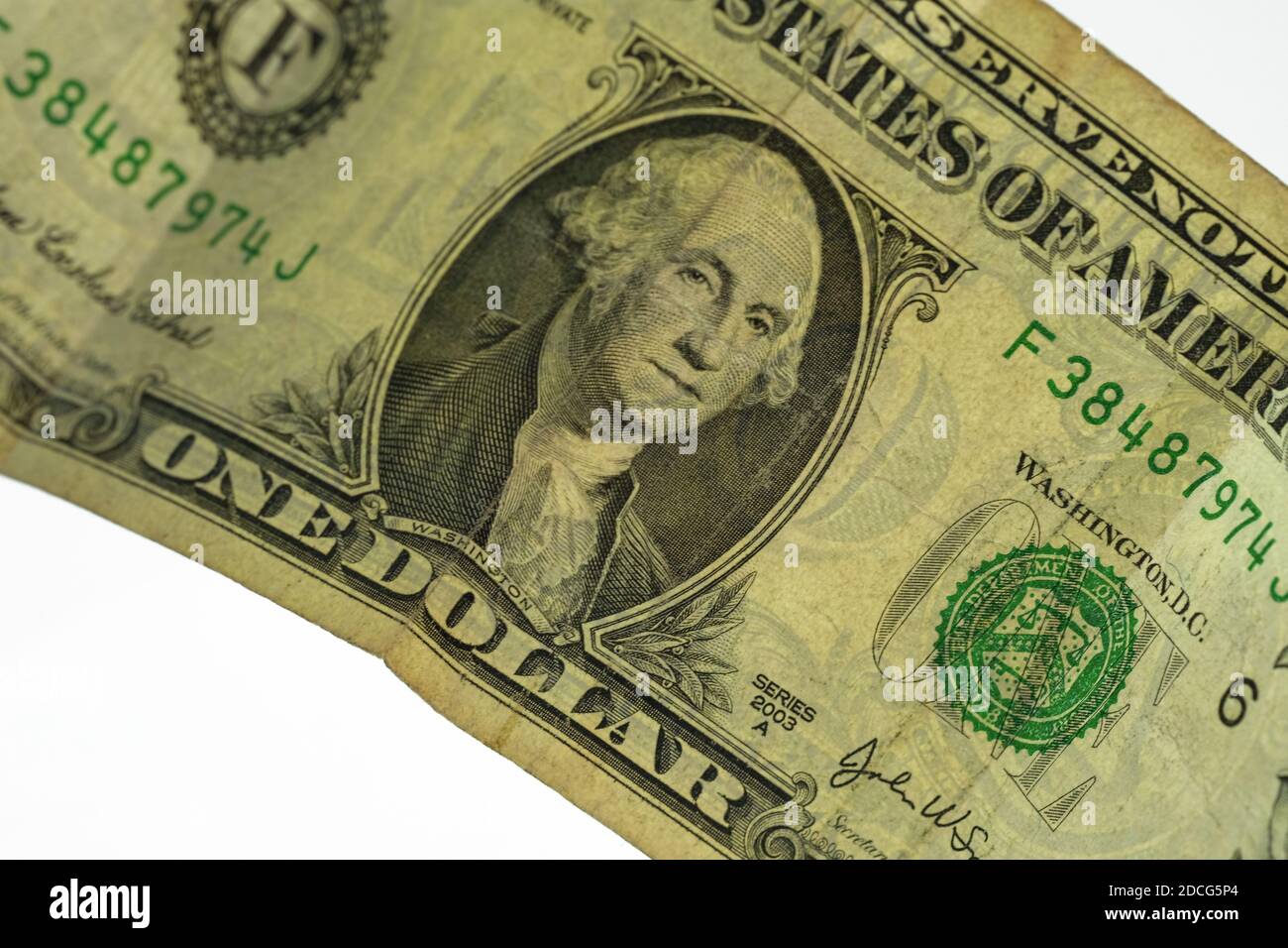 Aged One us dollar bill close up,money bills financial concept Stock Photo