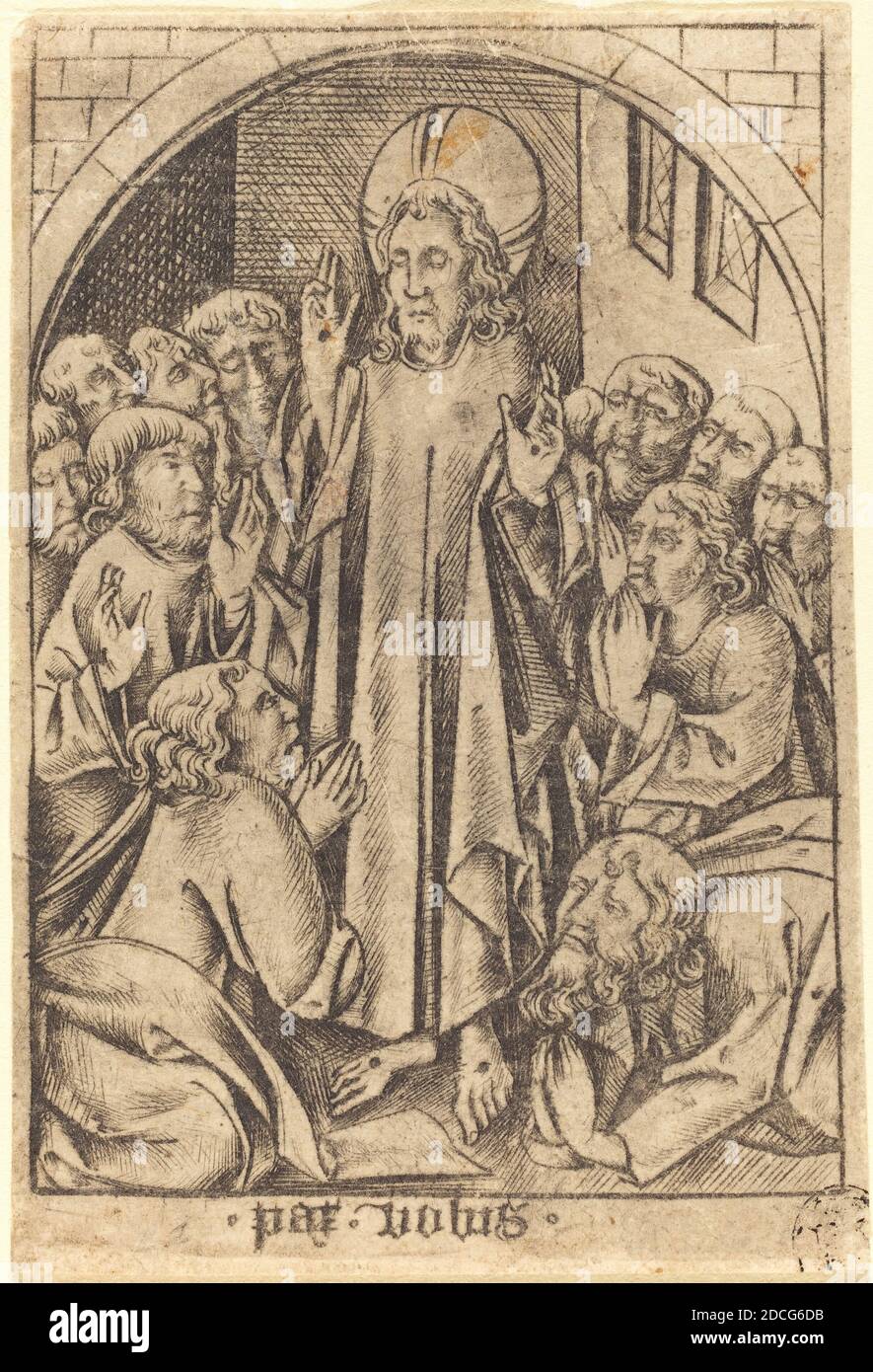 Israhel van Meckenem, (artist), German, c. 1445 - 1503, Master of the Martyrdom of the Ten Thousand, (artist after), Christ Appearing to the Disciples, c. 1465, engraving Stock Photo