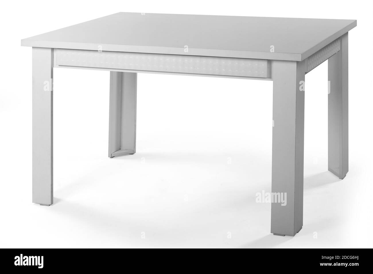 Single dining table on white background Stock Photo