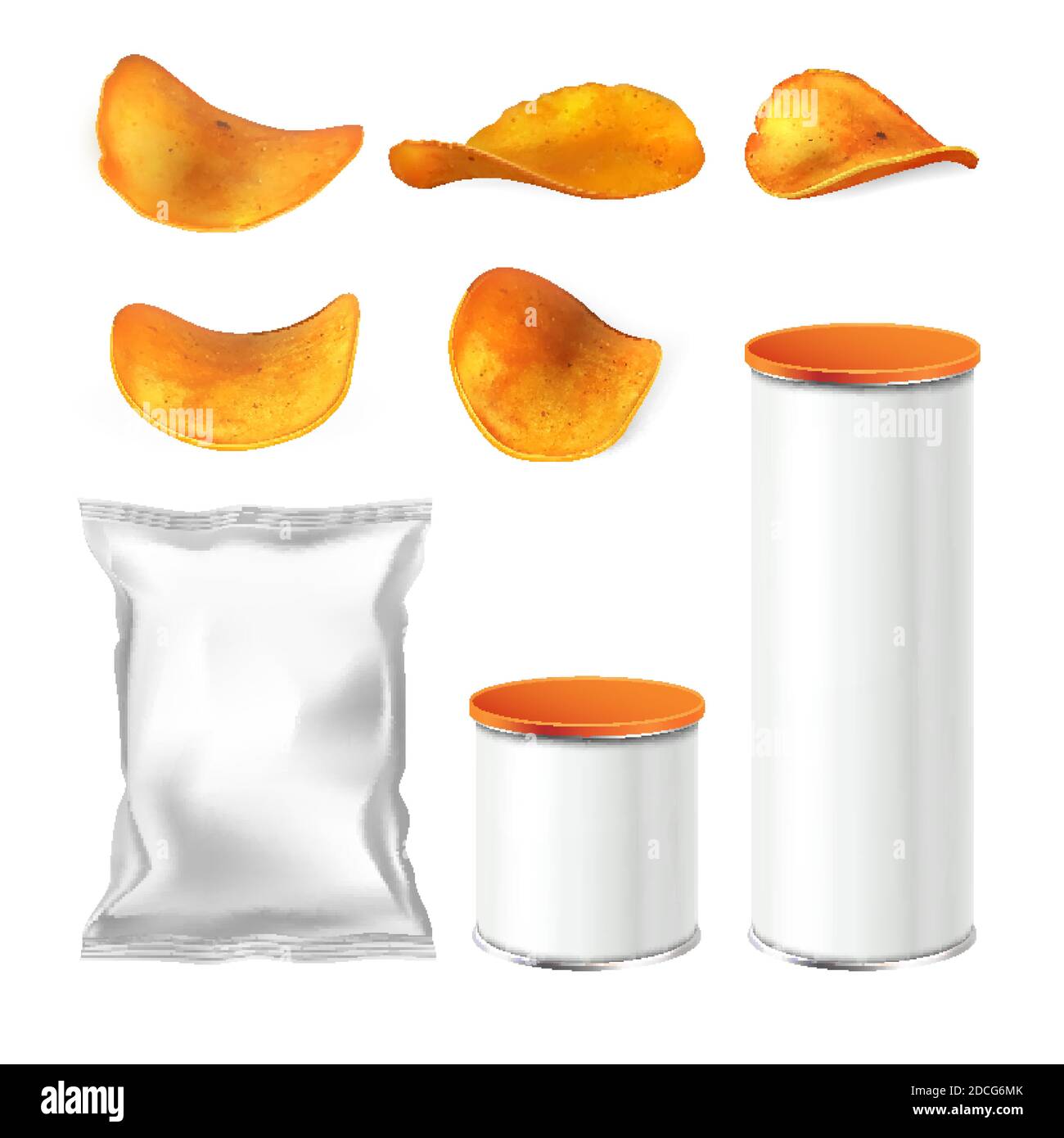 Potato Chips, Blank Packages And Bag Set Vector Stock Vector Image ...