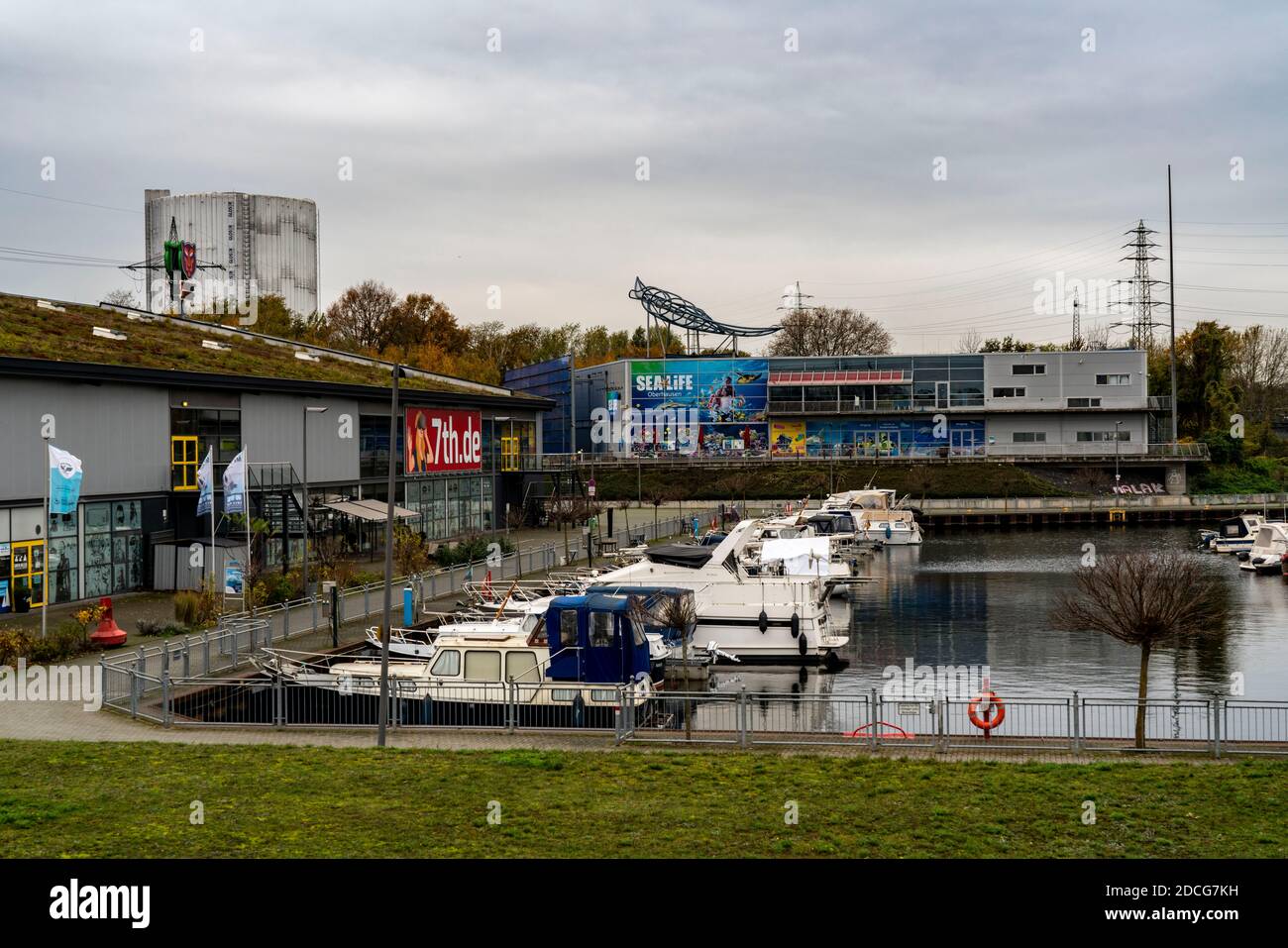 Marina on the Rhine-Herne-Canal in Oberhausen, NRW, Germany, Stock Photo