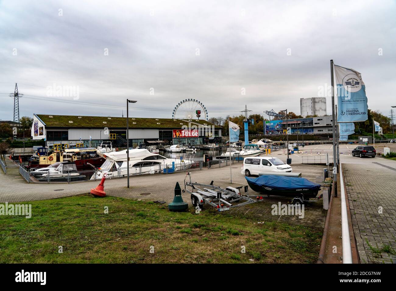 Marina on the Rhine-Herne-Canal in Oberhausen, NRW, Germany, Stock Photo