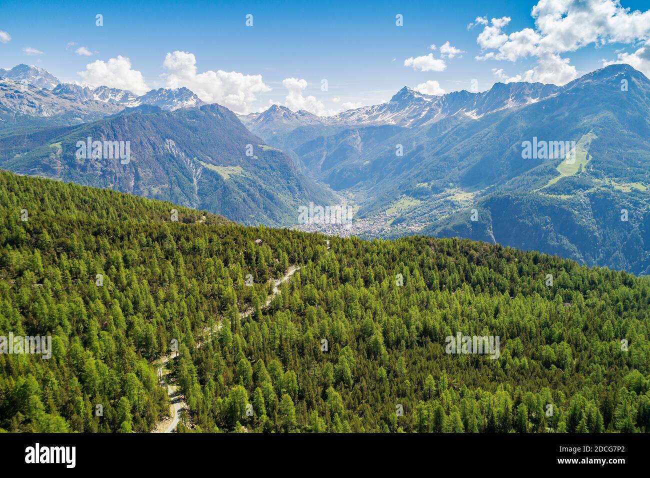 Valmalenco (IT), Aerial overview of the Lakes of chiesa Stock Photo