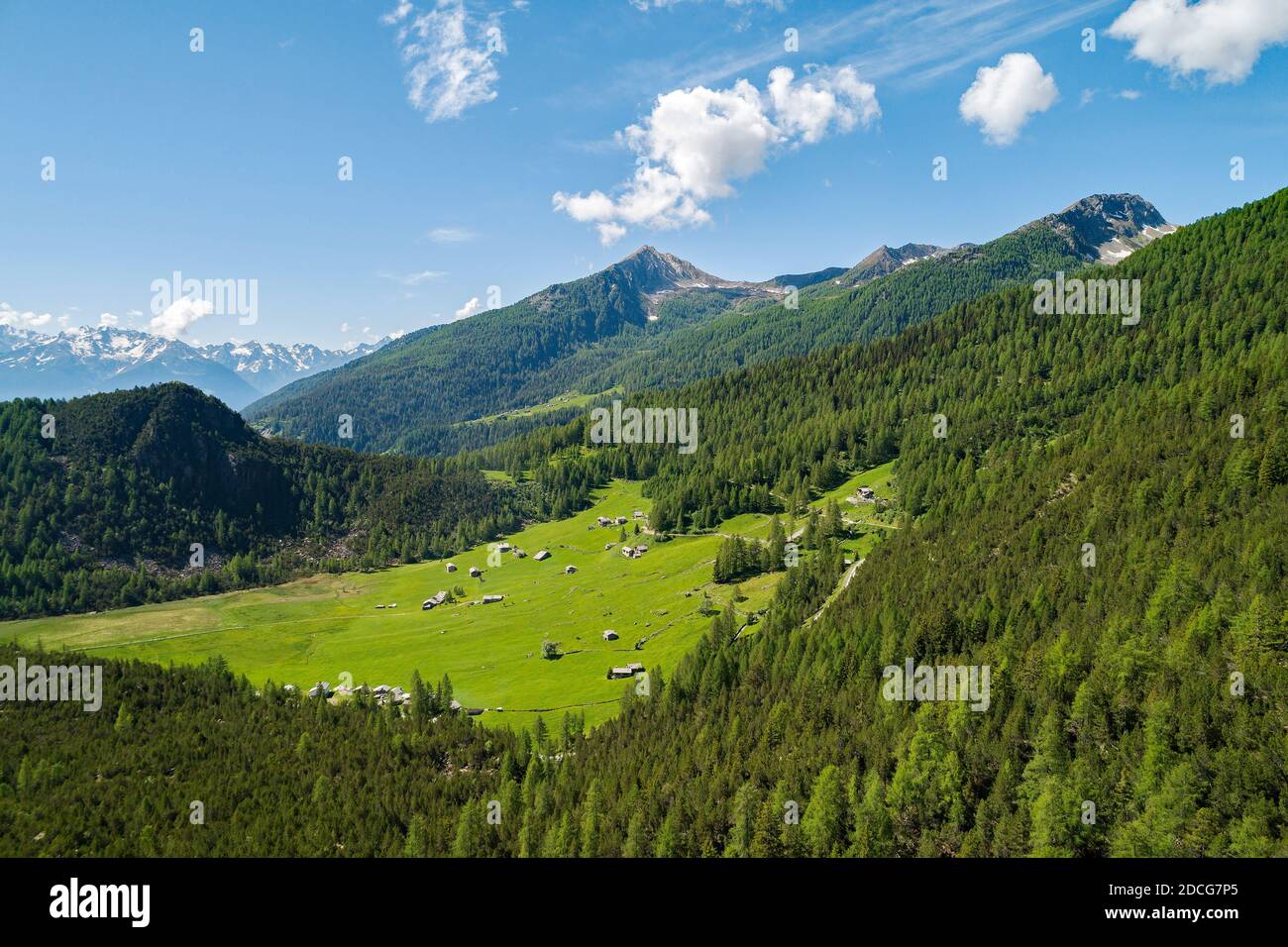 Valmalenco (IT), Aerial overview of the Lakes of chiesa Stock Photo