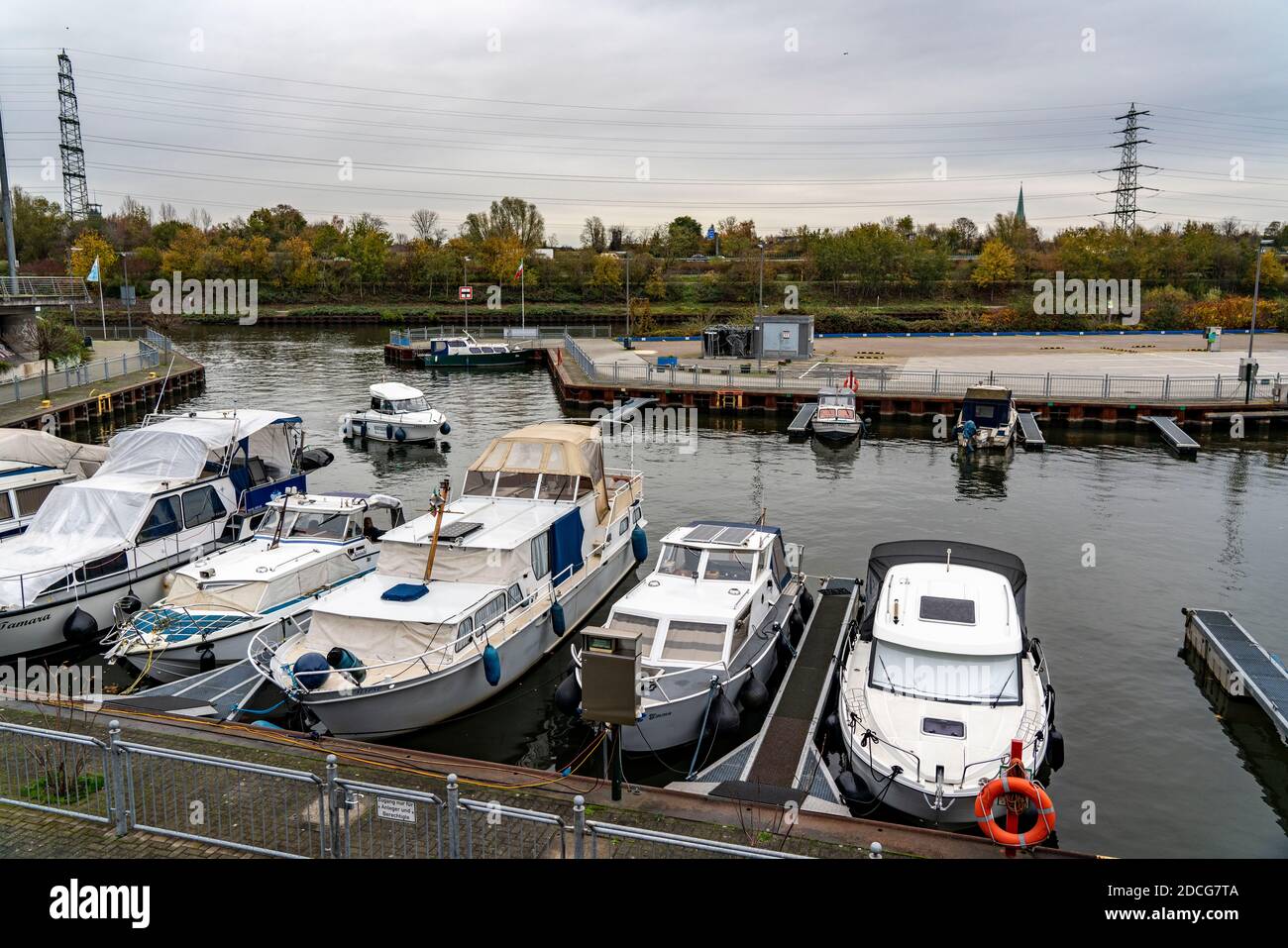 Marina on the Rhine-Herne-Canal in Oberhausen, NRW, Germany, Stock Photo