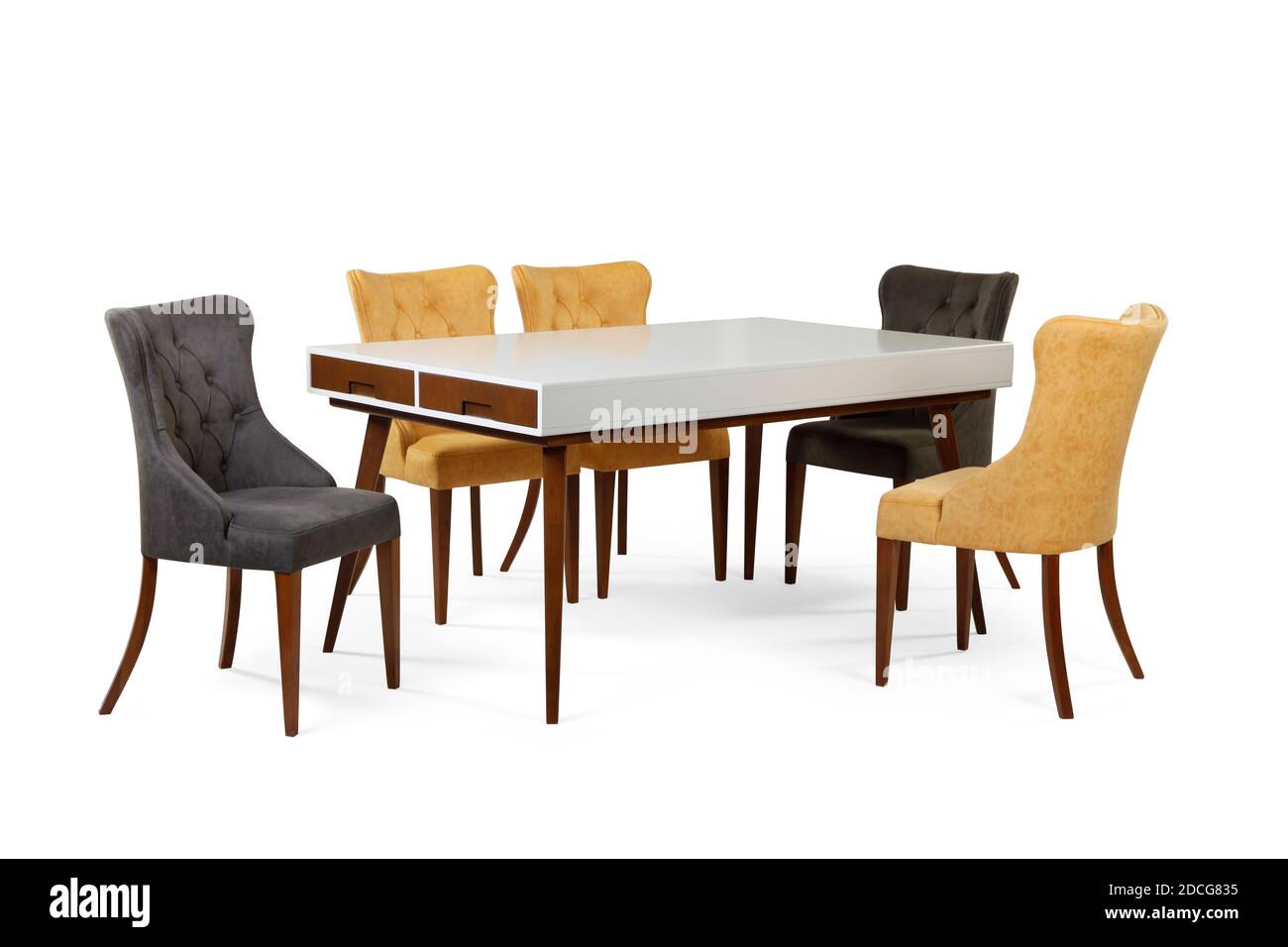 modern dining table isolated on white background Stock Photo - Alamy