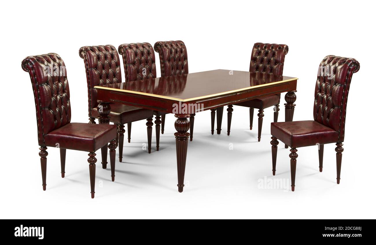 Classic dining table isolated on white background Stock Photo Alamy