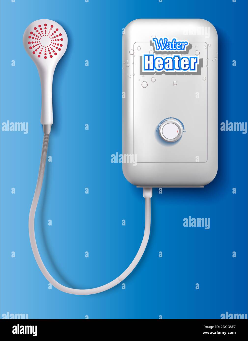 3d realistic vector water heater on blue background. Stock Vector