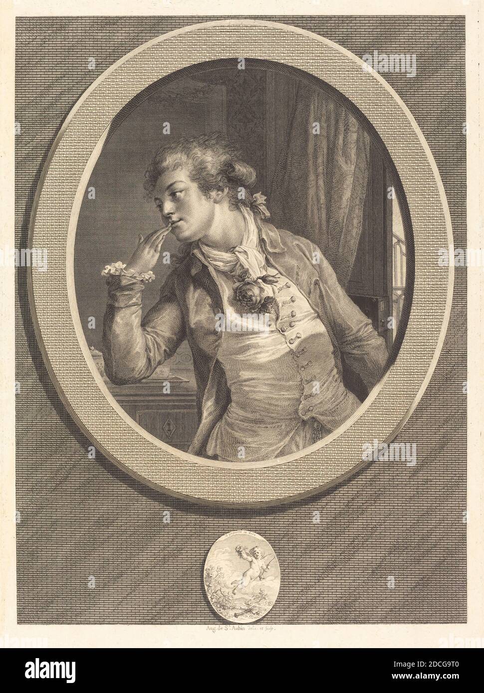 Augustin de Saint-Aubin, (artist), French, 1736 - 1807, Comptez sur mes serments, 1789, etching and engraving Stock Photo