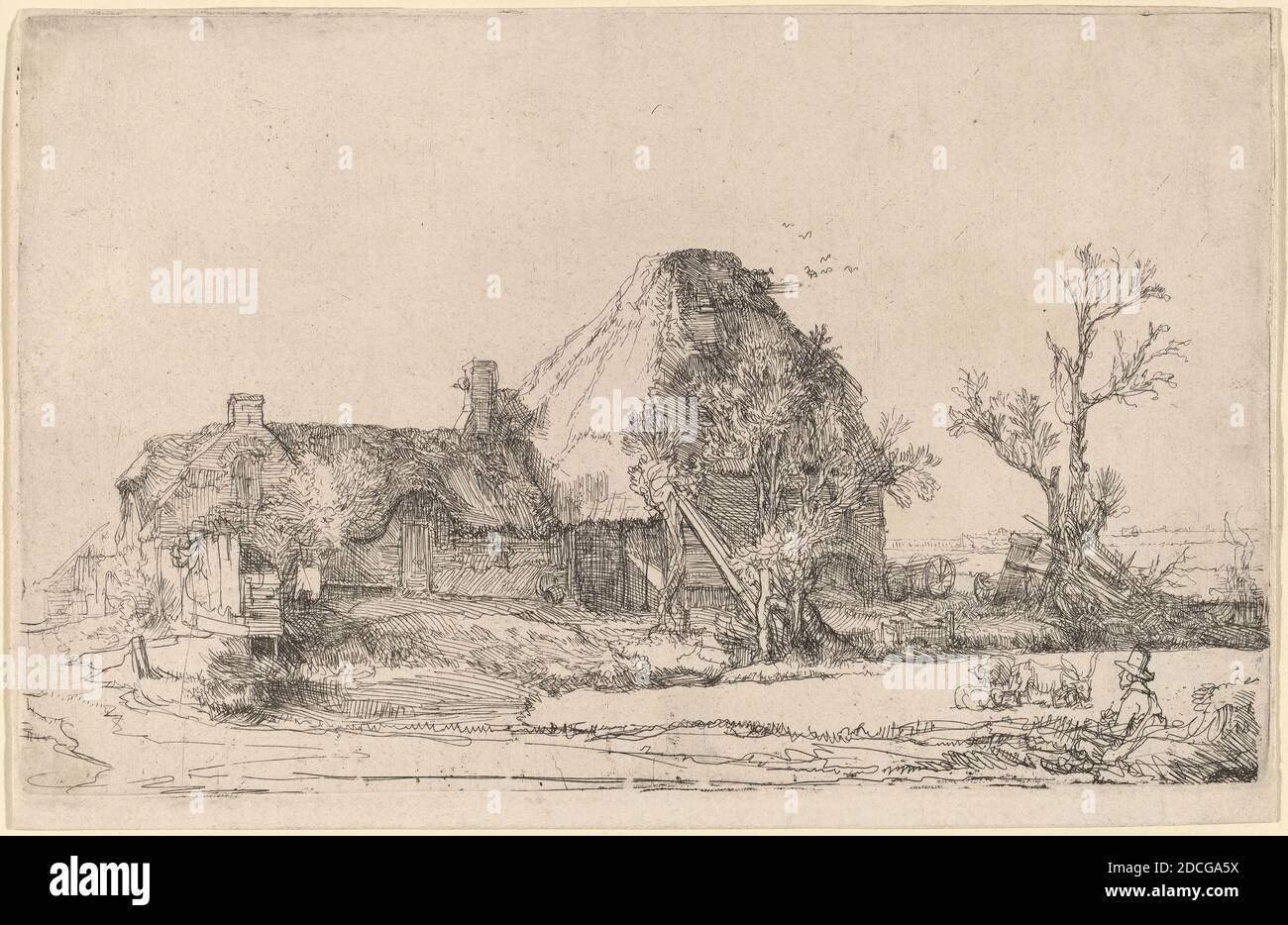Rembrandt van Rijn, (artist), Dutch, 1606 1669, Cottages and Farm