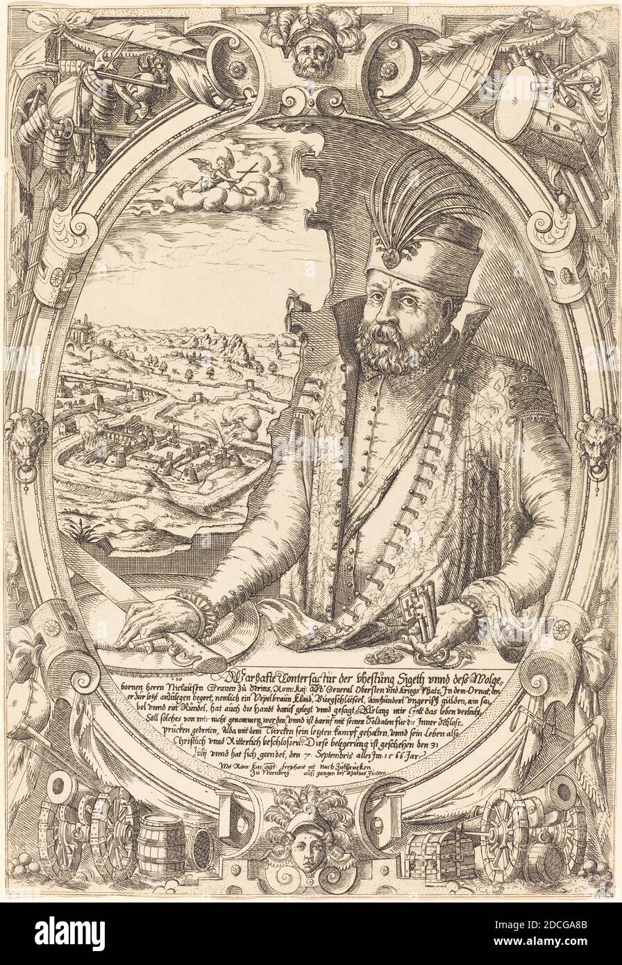 Mathis Zündt, (artist), German, c. 1498 - 1572, Count Nicolas Zrinyi, etching Stock Photo