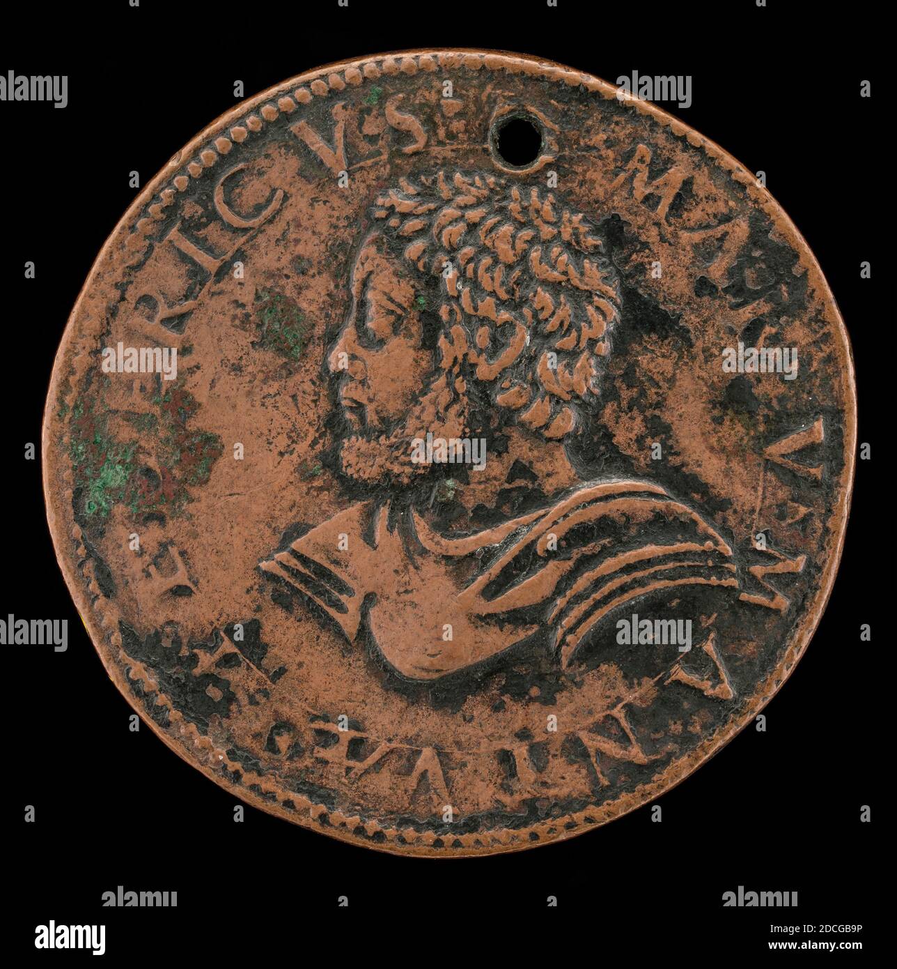 Mantuan 16th Century, (artist), Federigo II Gonzaga, 1500-1540, 5th Marquess of Mantua 1519 and 1st Duke of Mantua 1530, 1513/1530, bronze, overall (diameter): 3.47 cm (1 3/8 in.), gross weight: 15.19 gr (0.033 lb.), axis: 11:00 Stock Photo