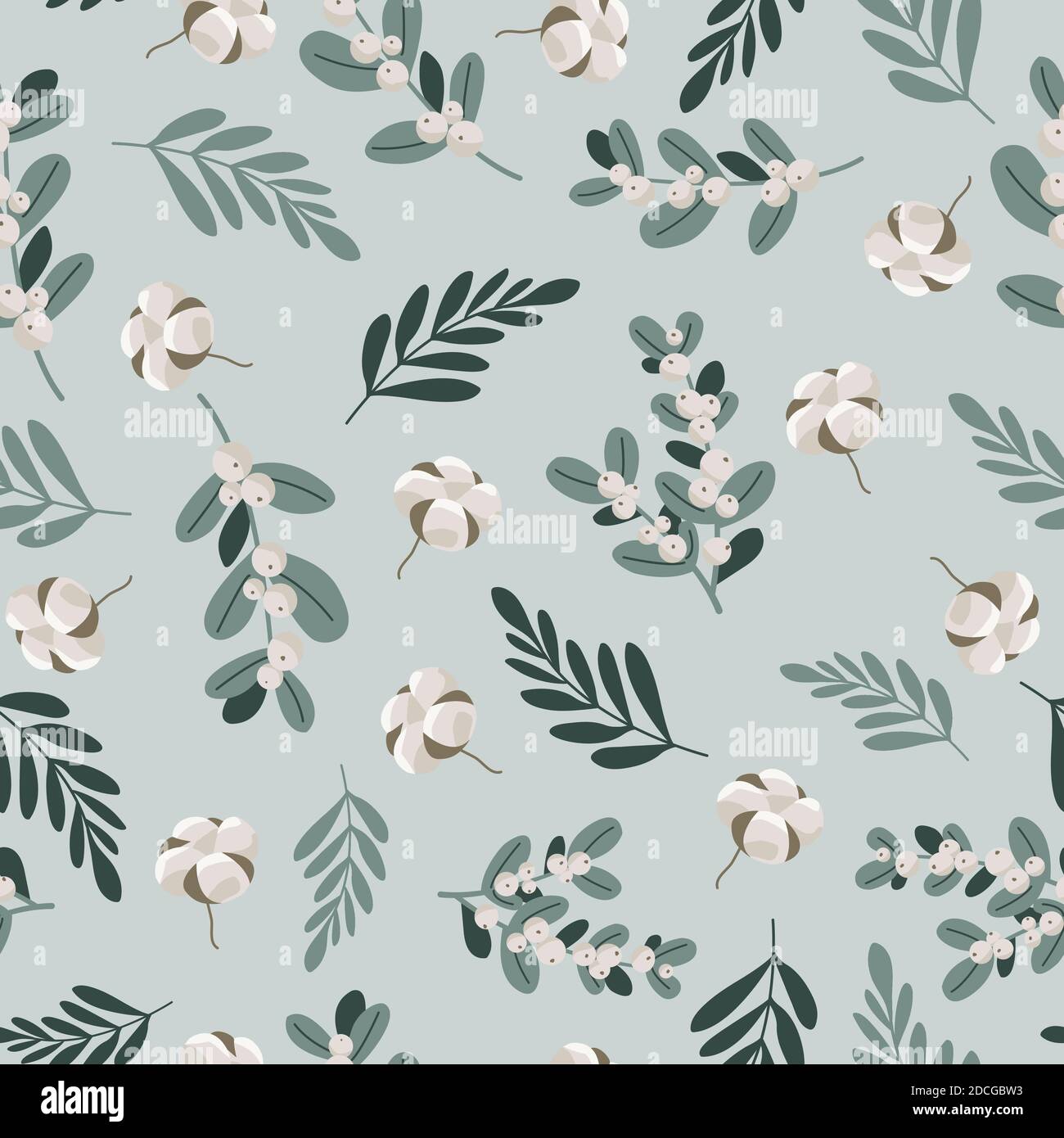 Christmas hand drawn floral seamless vector pattern. Stock Vector