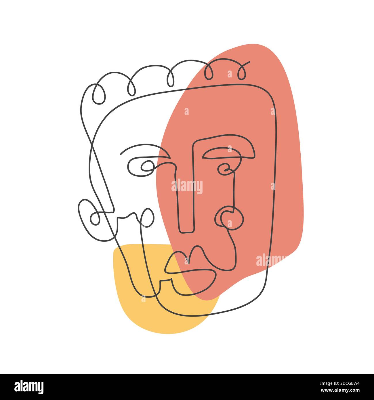 Modern Poster With Linear Abstract Faces Continuous Line Art One Line Drawing Minimalist Graphic Stock Vector Image Art Alamy