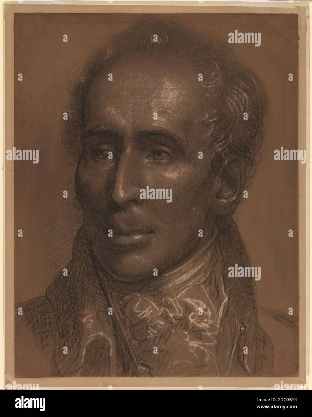 Rembrandt Peale, (artist), American, 1778 - 1860, Dr. John Warren, c. 1806, black, white, and light brown chalk on dark brown paper, overall: 35.7 x 27.9 cm (14 1/16 x 11 in Stock Photo